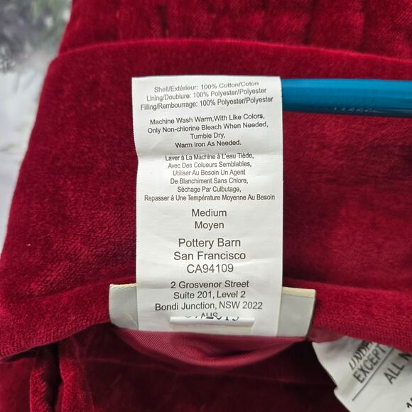 Pair Pottery Barn Christmas Stocking Dark Red Quilted Channel Velvet Medium 2015 - Picture 8 of 13